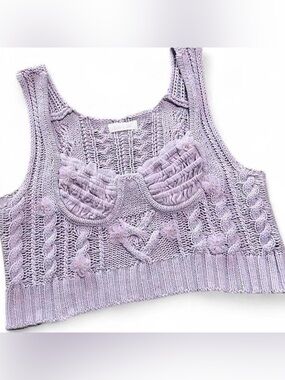 🎁5 FOR $50 SALE🎁 Liz Lisa Lilac Knit Cropped Tank with Flower Embellishments